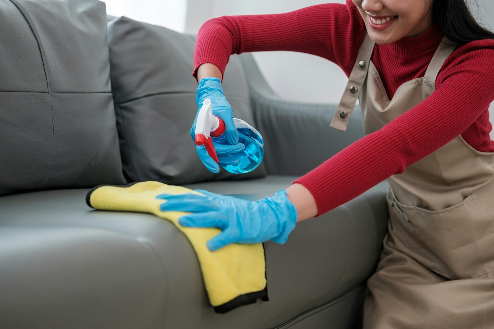 Professional cleaning service, housekeeping. Hygiene and cleanliness in the kitchen. Cleaning lady
